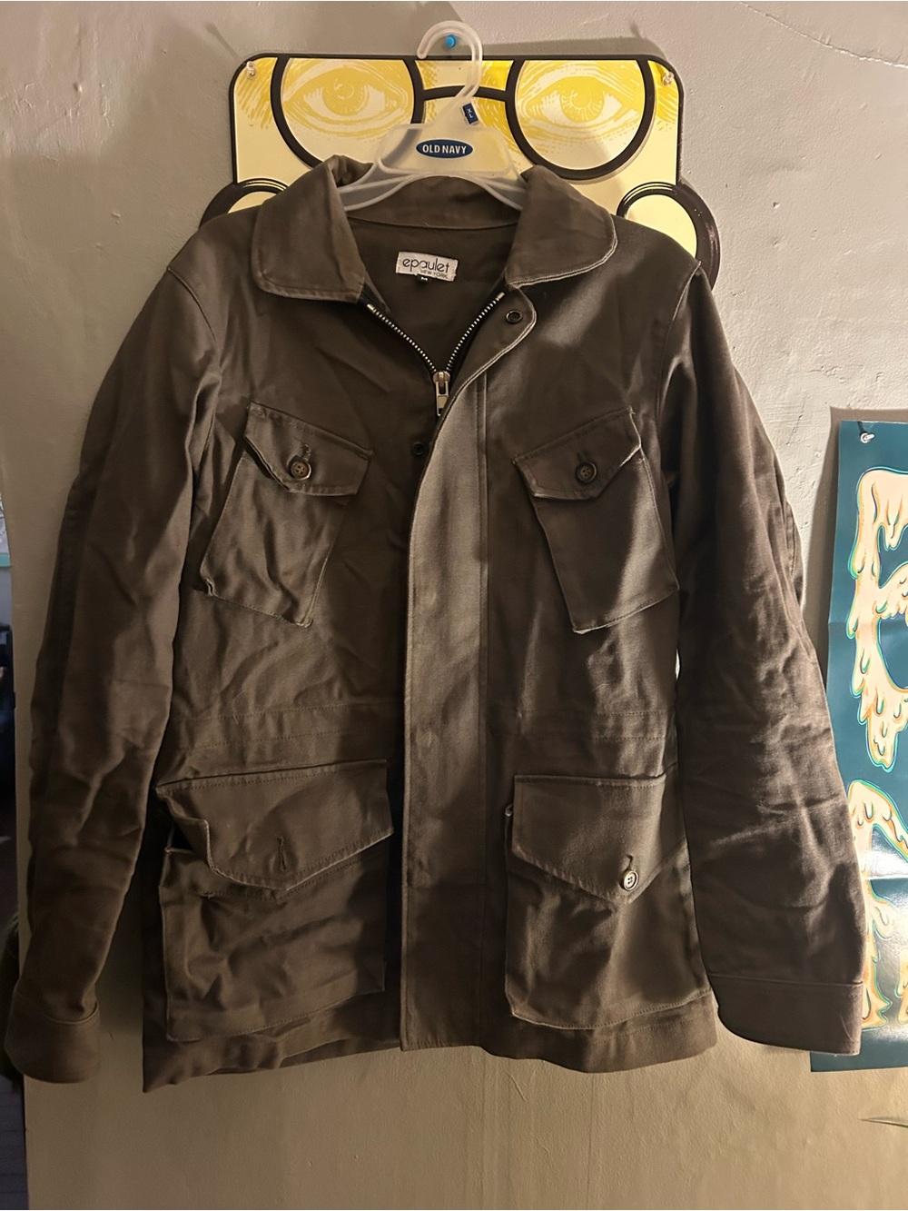 Epoˆlet Men's Olive Green Field Jacket